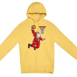 Christmas Santa Claus Dunking A Basketball Boys Xmas Gift Premium Pullover Hoodie