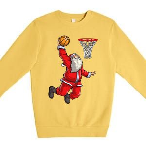 Christmas Santa Claus Dunking A Basketball Boys Xmas Gift Premium Crewneck Sweatshirt