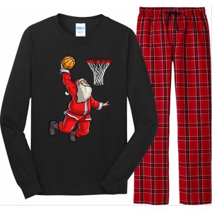 Christmas Santa Claus Dunking A Basketball Boys Xmas Gift Long Sleeve Pajama Set