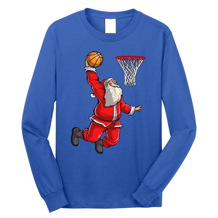 Christmas Santa Claus Dunking A Basketball Boys Xmas Gift Long Sleeve Shirt