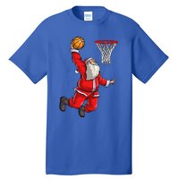 Christmas Santa Claus Dunking A Basketball Boys Xmas Gift Tall T-Shirt