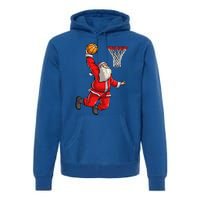 Christmas Santa Claus Dunking A Basketball Boys Xmas Gift Premium Hoodie