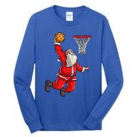 Christmas Santa Claus Dunking A Basketball Boys Xmas Gift Tall Long Sleeve T-Shirt