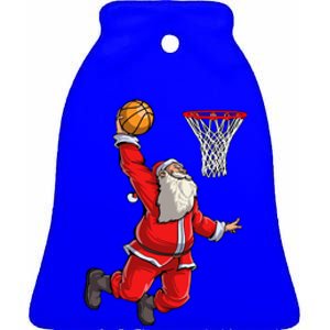 Christmas Santa Claus Dunking A Basketball Boys Xmas Gift Ceramic Bell Ornament