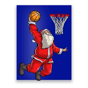 Christmas Santa Claus Dunking A Basketball Boys Xmas Gift Poster