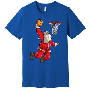 Christmas Santa Claus Dunking A Basketball Boys Xmas Gift Premium T-Shirt