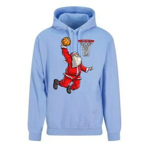 Christmas Santa Claus Dunking A Basketball Boys Xmas Gift Unisex Surf Hoodie