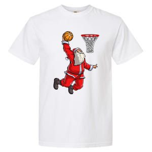 Christmas Santa Claus Dunking A Basketball Boys Xmas Gift Garment-Dyed Heavyweight T-Shirt