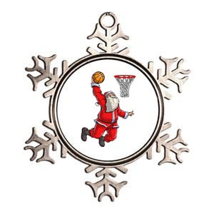 Christmas Santa Claus Dunking A Basketball Boys Xmas Gift Metallic Star Ornament