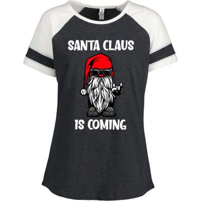 Cool Santa Claus Is Coming Christmas Cool Gift Enza Ladies Jersey Colorblock Tee