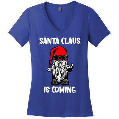 Cool Santa Claus Is Coming Christmas Cool Gift Women's V-Neck T-Shirt