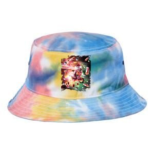 Christmas Space Cat Eats Pizza Laser Eyes Xmas Xmas Gift Tie Dye Newport Bucket Hat