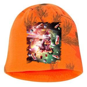 Christmas Space Cat Eats Pizza Laser Eyes Xmas Xmas Gift Kati - Camo Knit Beanie