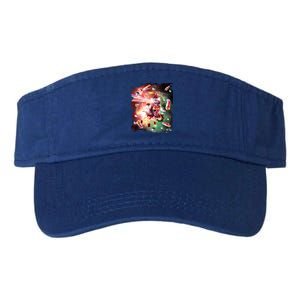 Christmas Space Cat Eats Pizza Laser Eyes Xmas Xmas Gift Valucap Bio-Washed Visor