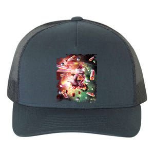 Christmas Space Cat Eats Pizza Laser Eyes Xmas Xmas Gift Yupoong Adult 5-Panel Trucker Hat