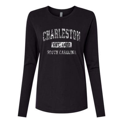 Charleston South Carolina Sc Vintage Established Sports Womens Cotton Relaxed Long Sleeve T-Shirt