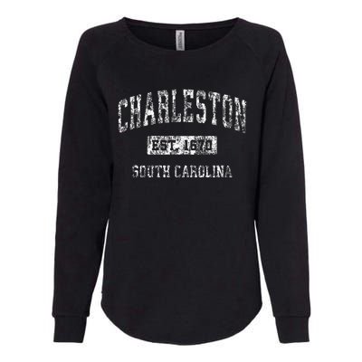 Charleston South Carolina Sc Vintage Established Sports Womens California Wash Sweatshirt