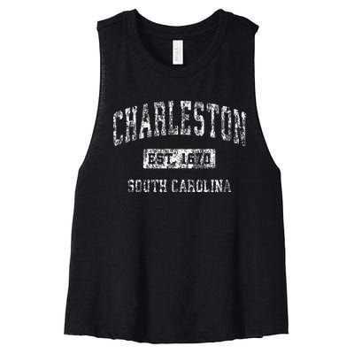 Charleston South Carolina Sc Vintage Established Sports Women's Racerback Cropped Tank