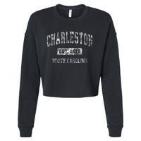 Charleston South Carolina Sc Vintage Established Sports Cropped Pullover Crew