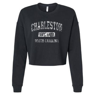 Charleston South Carolina Sc Vintage Established Sports Cropped Pullover Crew