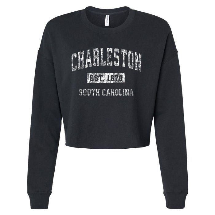 Charleston South Carolina Sc Vintage Established Sports Cropped Pullover Crew