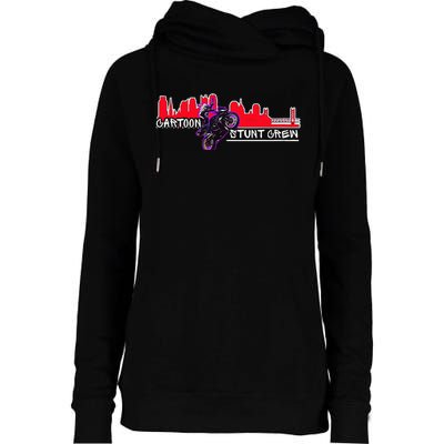 Cartoon Stunt Crew Womens Funnel Neck Pullover Hood