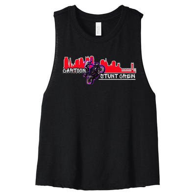 Cartoon Stunt Crew Women's Racerback Cropped Tank