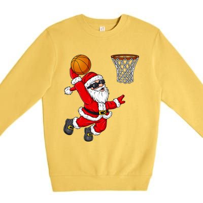 Christmas Santa Claus Dunking A Basketball Boys Xmas Cute Gift Premium Crewneck Sweatshirt