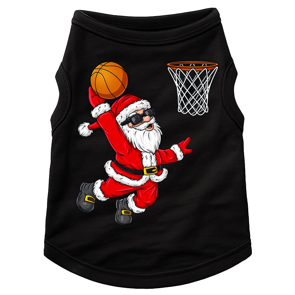 Christmas Santa Claus Dunking A Basketball Boys Xmas Cute Gift Doggie Tank