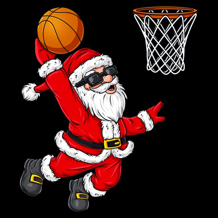 Christmas Santa Claus Dunking A Basketball Boys Xmas Cute Gift Doggie Tank