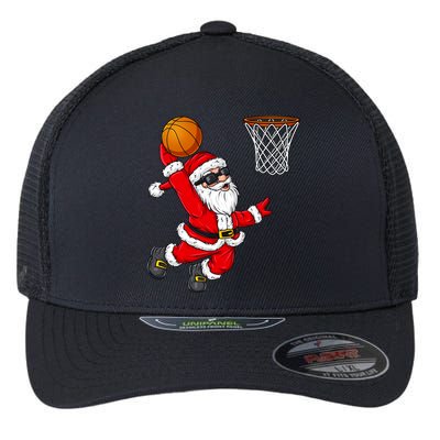Christmas Santa Claus Dunking A Basketball Boys Xmas Cute Gift Flexfit Unipanel Trucker Cap