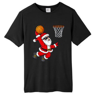 Christmas Santa Claus Dunking A Basketball Boys Xmas Cute Gift Tall Fusion ChromaSoft Performance T-Shirt