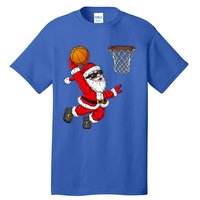 Christmas Santa Claus Dunking A Basketball Boys Xmas Cute Gift Tall T-Shirt