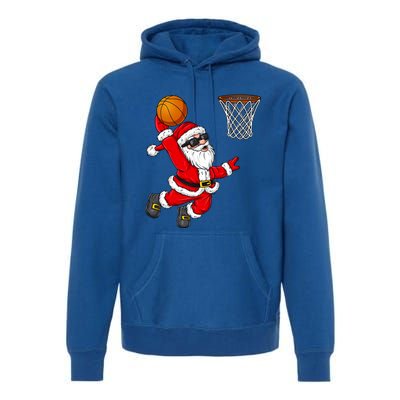 Christmas Santa Claus Dunking A Basketball Boys Xmas Cute Gift Premium Hoodie