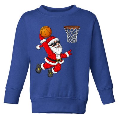 Christmas Santa Claus Dunking A Basketball Boys Xmas Cute Gift Toddler Sweatshirt
