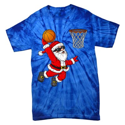 Christmas Santa Claus Dunking A Basketball Boys Xmas Cute Gift Tie-Dye T-Shirt