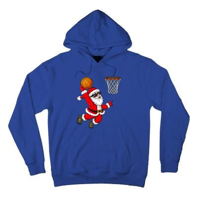 Christmas Santa Claus Dunking A Basketball Boys Xmas Cute Gift Tall Hoodie