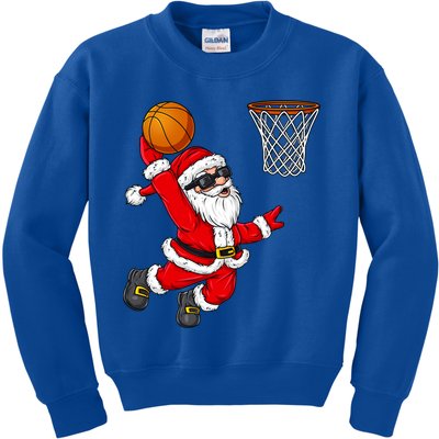 Christmas Santa Claus Dunking A Basketball Boys Xmas Cute Gift Kids Sweatshirt