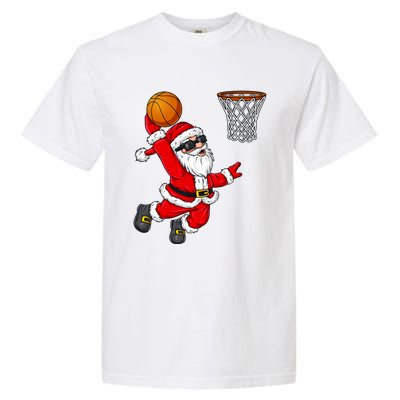 Christmas Santa Claus Dunking A Basketball Boys Xmas Cute Gift Garment-Dyed Heavyweight T-Shirt