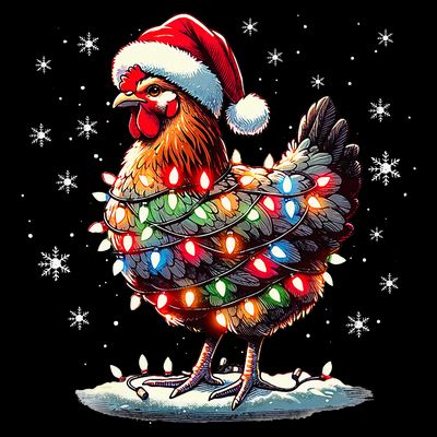 Chicken Santa Christmas Light Funny Xmas Chicken Pajamas T-Shirt
