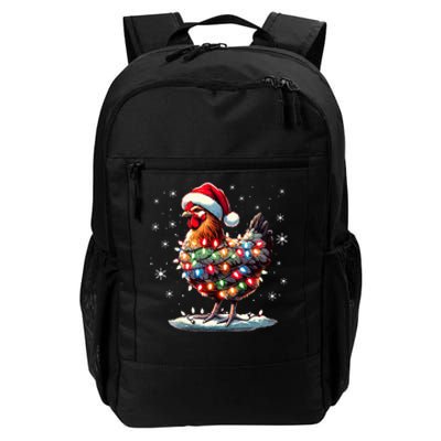 Chicken Santa Christmas Light Funny Xmas Chicken Pajamas Daily Commute Backpack