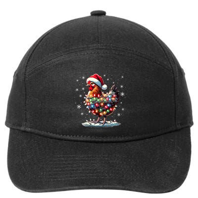 Chicken Santa Christmas Light Funny Xmas Chicken Pajamas 7-Panel Snapback Hat