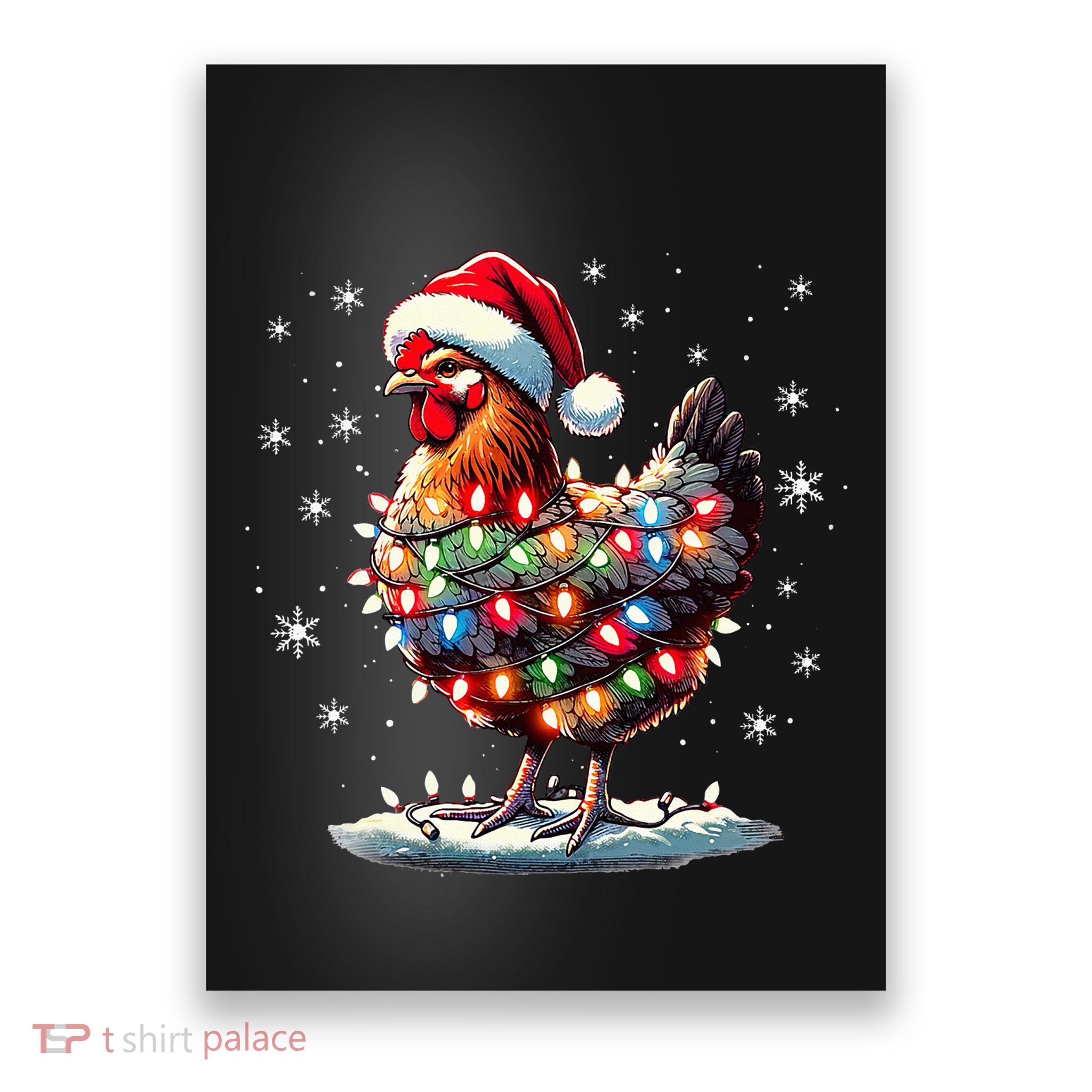 Chicken Santa Christmas Light Funny Xmas Chicken Pajamas Poster