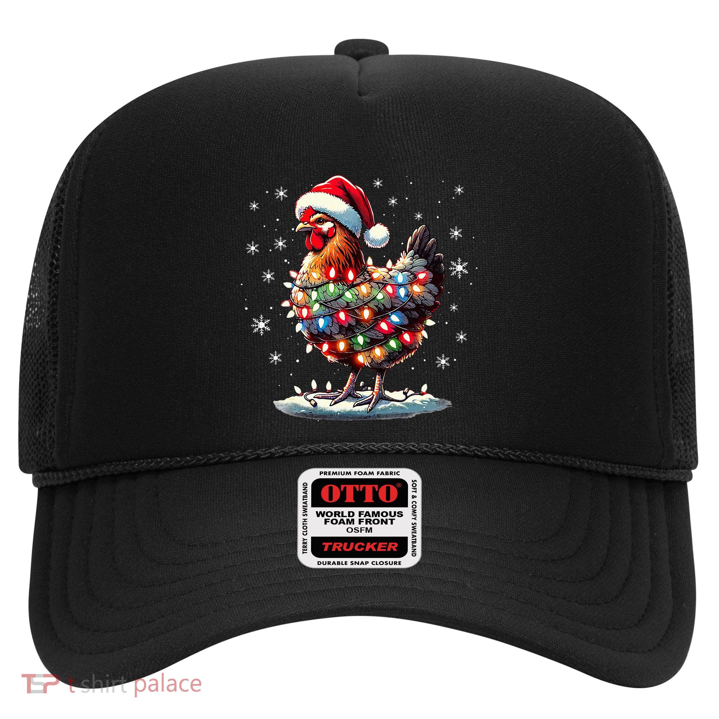 Chicken Santa Christmas Light Funny Xmas Chicken Pajamas Trucker Hat