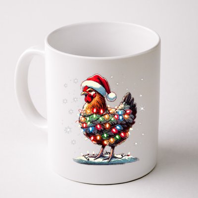 Chicken Santa Christmas Light Funny Xmas Chicken Pajamas Coffee Mug