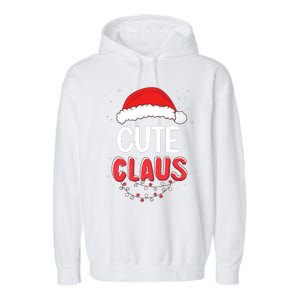 Cute Santa Claus Christmas Matching Costume Garment-Dyed Fleece Hoodie