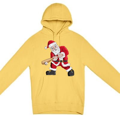 Christmas Santa Claus With Baseball Bat Baseball Premium Pullover Hoodie