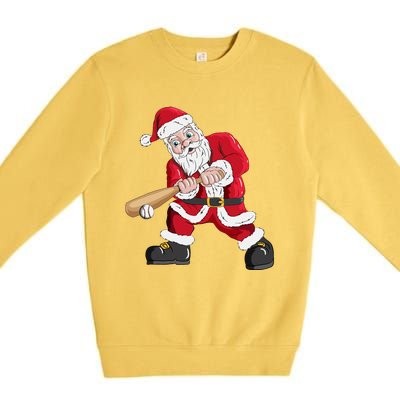 Christmas Santa Claus With Baseball Bat Baseball Premium Crewneck Sweatshirt