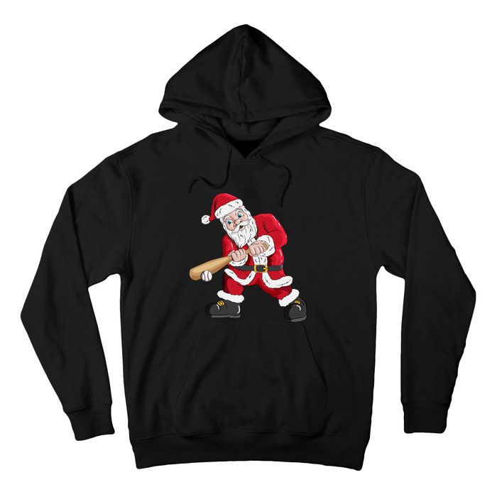 Christmas Santa Claus With Baseball Bat Baseball Hoodie