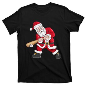 Christmas Santa Claus With Baseball Bat Baseball T-Shirt